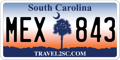 SC license plate MEX843