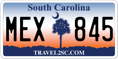 SC license plate MEX845