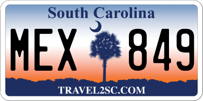 SC license plate MEX849