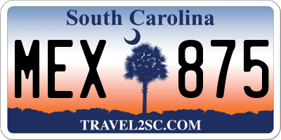 SC license plate MEX875