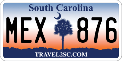 SC license plate MEX876