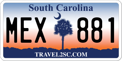 SC license plate MEX881