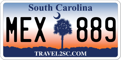 SC license plate MEX889