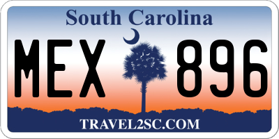 SC license plate MEX896