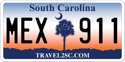 SC license plate MEX911