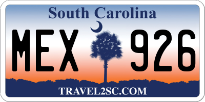 SC license plate MEX926