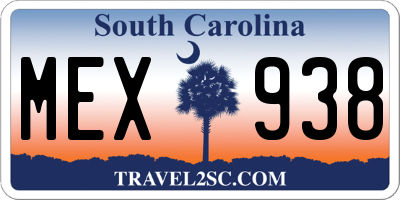 SC license plate MEX938