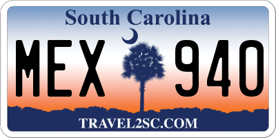 SC license plate MEX940