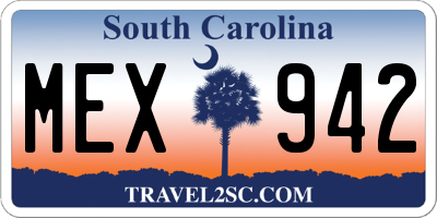 SC license plate MEX942
