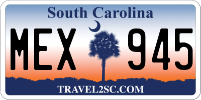 SC license plate MEX945