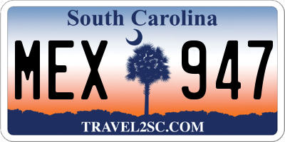 SC license plate MEX947