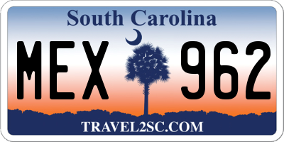 SC license plate MEX962