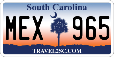 SC license plate MEX965