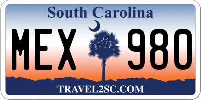SC license plate MEX980