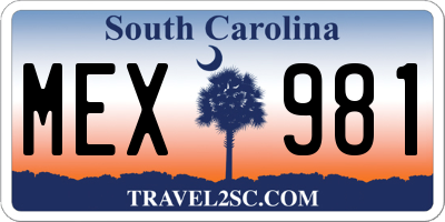 SC license plate MEX981