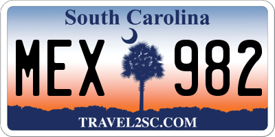 SC license plate MEX982