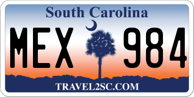 SC license plate MEX984