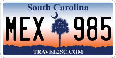 SC license plate MEX985
