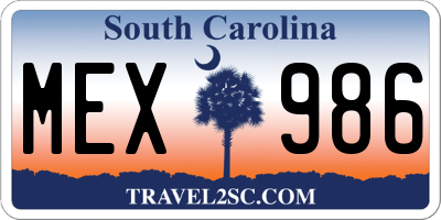 SC license plate MEX986