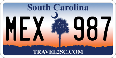SC license plate MEX987
