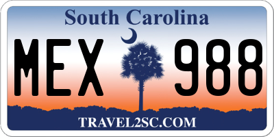 SC license plate MEX988