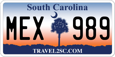 SC license plate MEX989