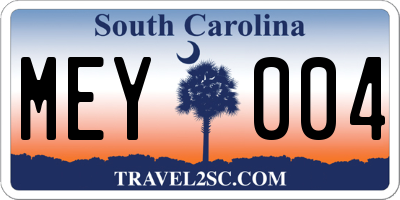 SC license plate MEY004