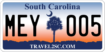 SC license plate MEY005