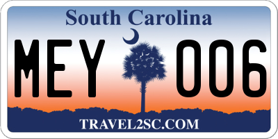 SC license plate MEY006