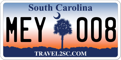 SC license plate MEY008