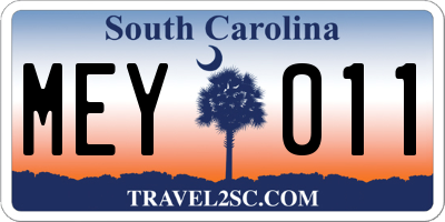 SC license plate MEY011