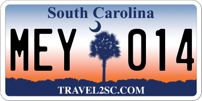 SC license plate MEY014
