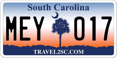 SC license plate MEY017
