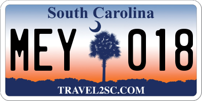 SC license plate MEY018