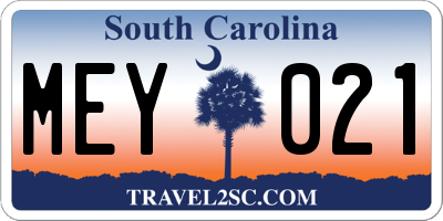 SC license plate MEY021
