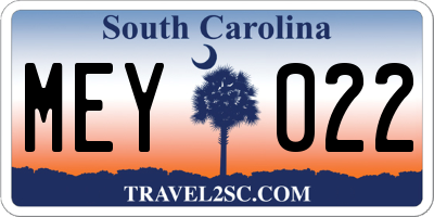 SC license plate MEY022