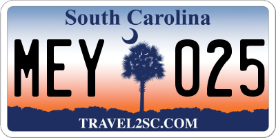 SC license plate MEY025