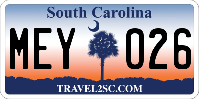SC license plate MEY026