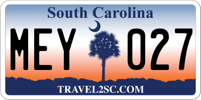 SC license plate MEY027