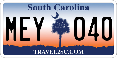 SC license plate MEY040
