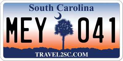 SC license plate MEY041