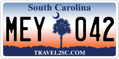 SC license plate MEY042