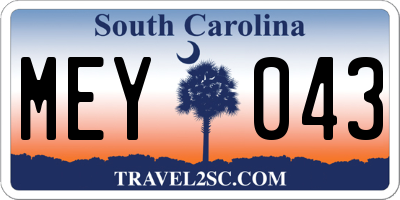 SC license plate MEY043