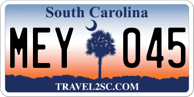 SC license plate MEY045