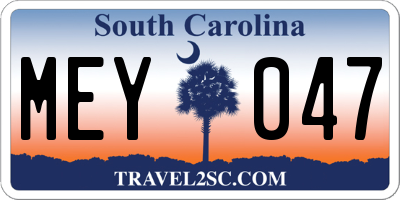 SC license plate MEY047
