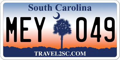 SC license plate MEY049