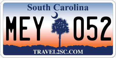 SC license plate MEY052