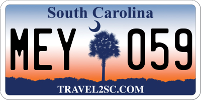 SC license plate MEY059