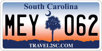 SC license plate MEY062
