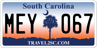 SC license plate MEY067